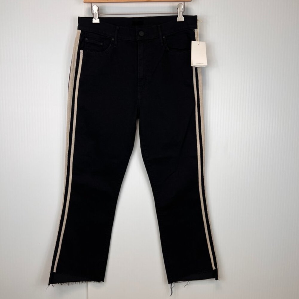 Mother Jean Women 32 Insider Crop Step Fray 31x25 Stripe Distress Denim USA Core